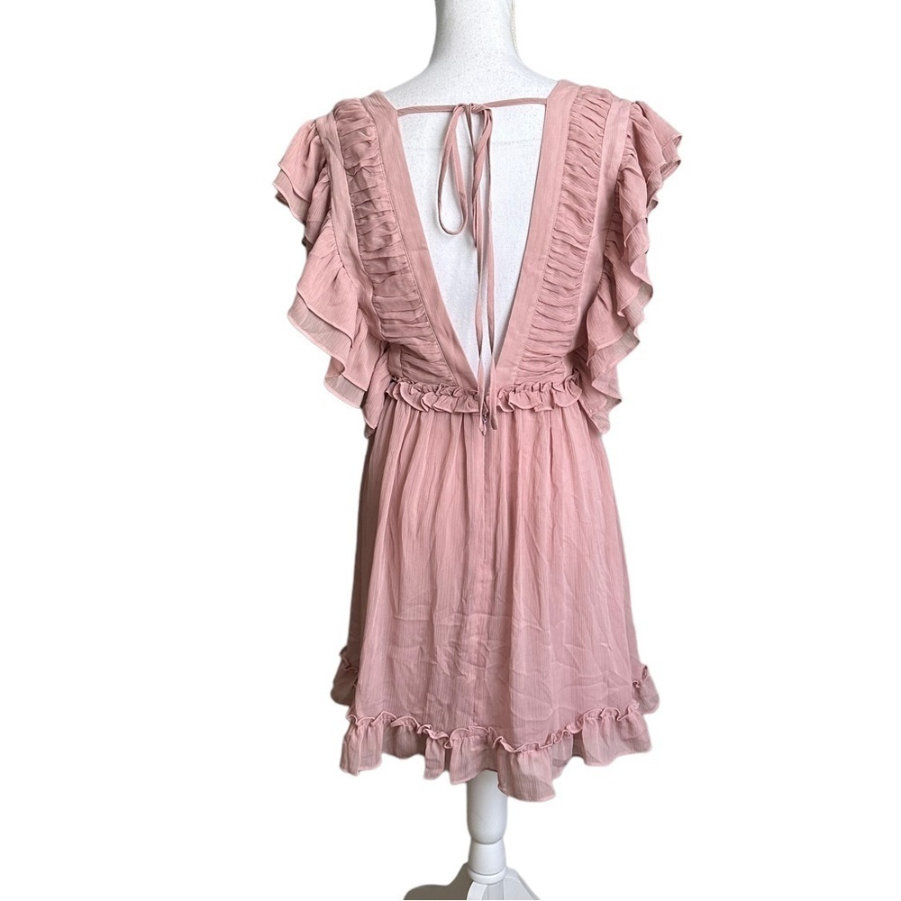 Forever 21 Mauve Ruffle V-neck Midi Dress Size Small - Picture 3 of 17